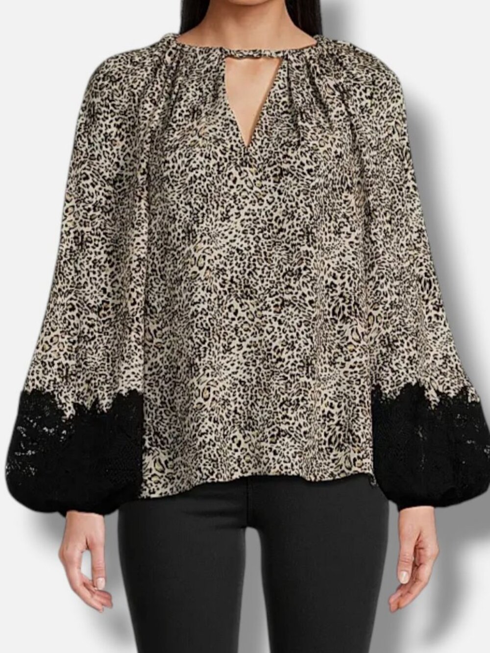 Ungaro Women's Beige Abi Leopard-Print Silk Georgette Blouse Size L